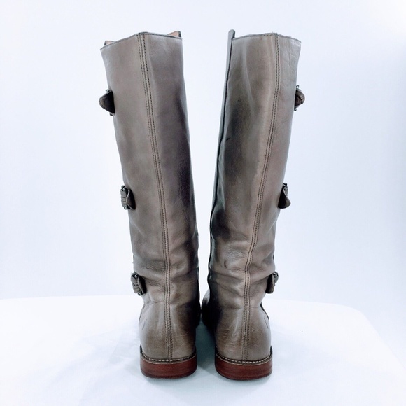 FRYE Womens Tall Riding Boot Paige Grey Leather Buckle Boot Distressed Sz 9 - Picture 8 of 16